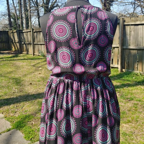 Torrid plus size 4x Medallion Print Hi-Lo Challis Dress black purple and teal - Picture 12 of 14